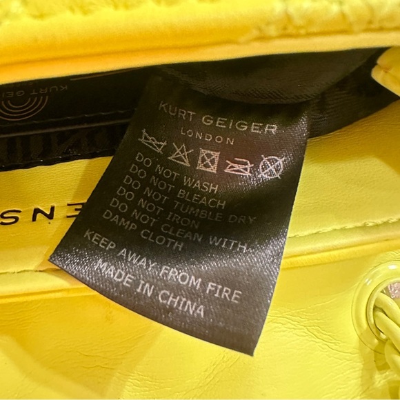 KURT GEIGER LONDON Kensington Drench Mini Leather Shoulder Bag Bright Lemon Neon - Picture 9 of 16